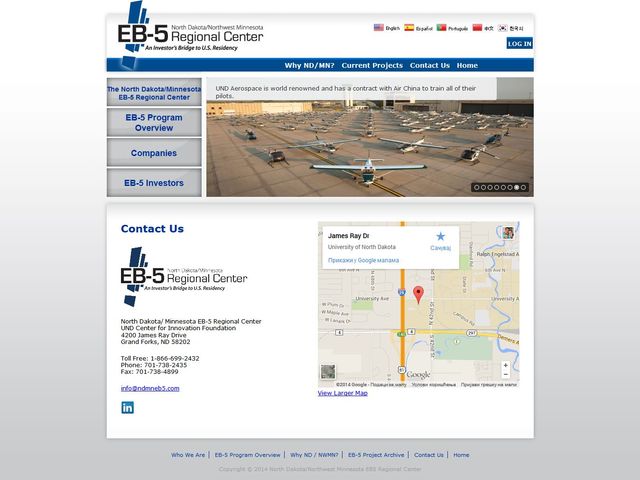 North Dakota / Minnesota EB-5 Regional Center screenshot