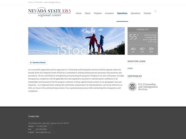 Nevada State EB-5 Regional Center screenshot