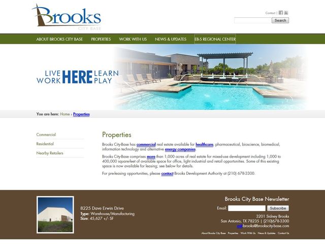 Brooks City-Base Regional Center (BCBRC) screenshot