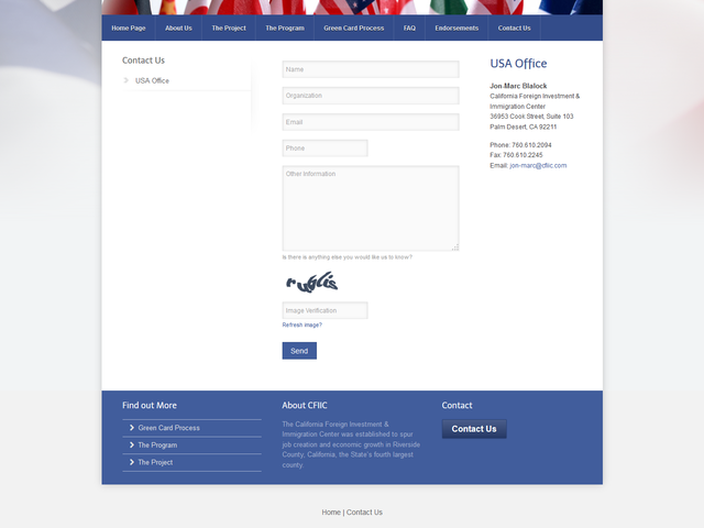California Foreign Investment and Immigration Center screenshot