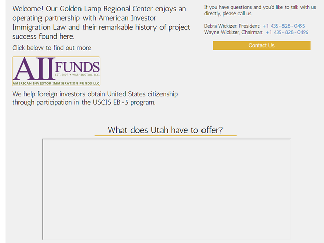 Golden Lamp Regional Center, Inc. (former name Utah High Country Regional Center Inc.) screenshot