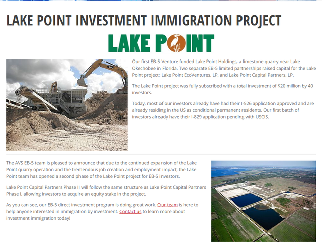 American Venture Solutions Regional Center  (The Lake Point EcoVentures Regional Center) screenshot