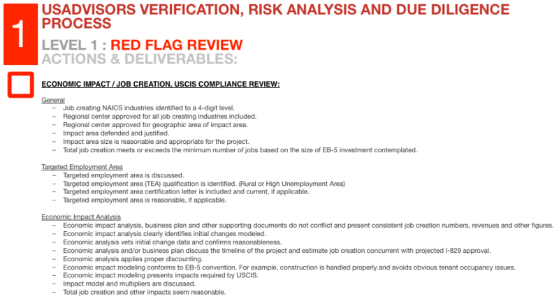 eb5 visa investment due diligence review
