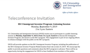 EB-5 Immigrant Investor Program: Listening Session