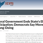Federal Government Ends State's EB-5 Participation; Democrats Say Move Proves Wrong-Doing