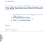 USCIS Message: EB-5 Immigrant Investor Program: Listening Session, July 13, 2017