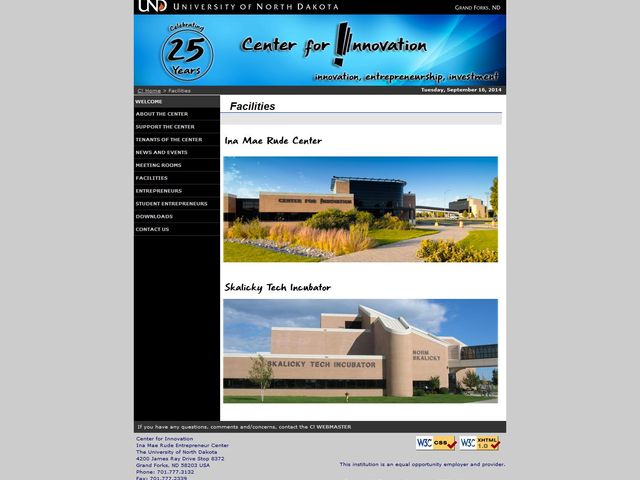 UND Center for Innovation Foundation Regional Center screenshot