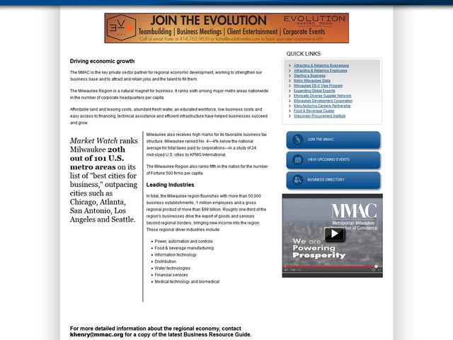 Metropolitan Milwaukee Association of Commerce (MMAC) screenshot