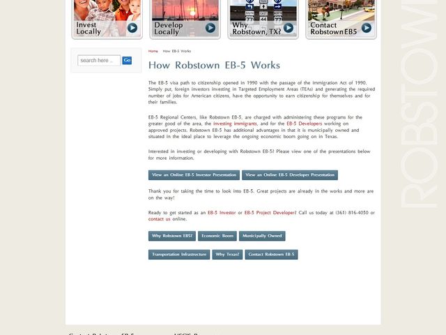 Robstown EB5 Regional Center screenshot