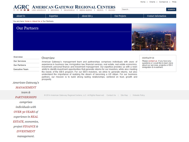 American Gateway Regional Centers screenshot