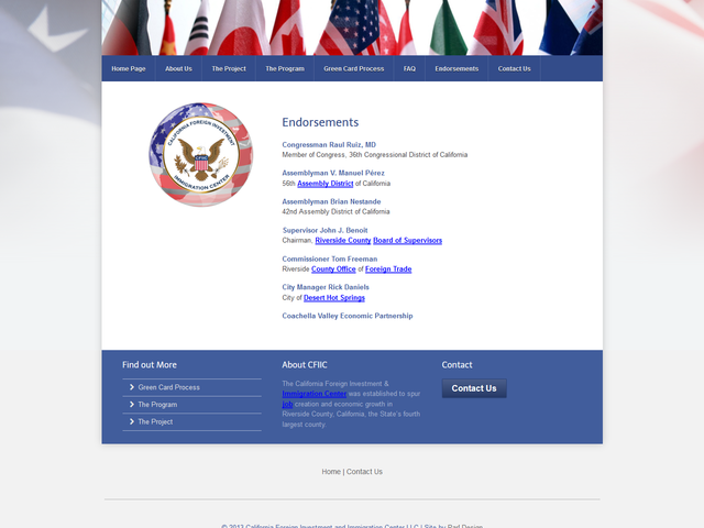 California Foreign Investment and Immigration Center screenshot