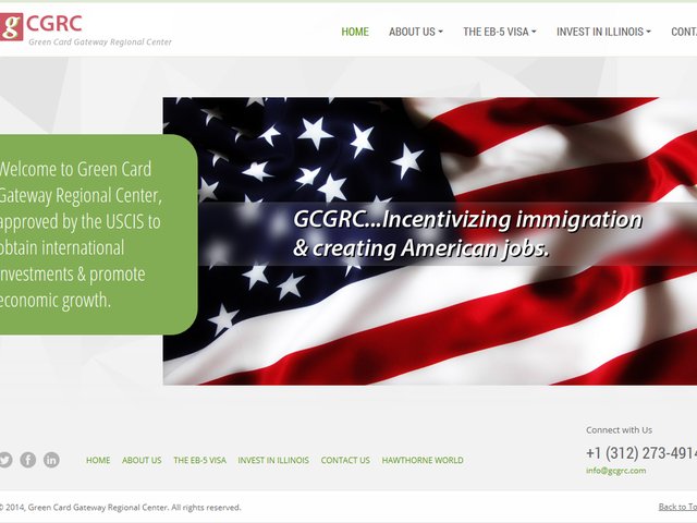 Green Card Gateway Regional Center screenshot