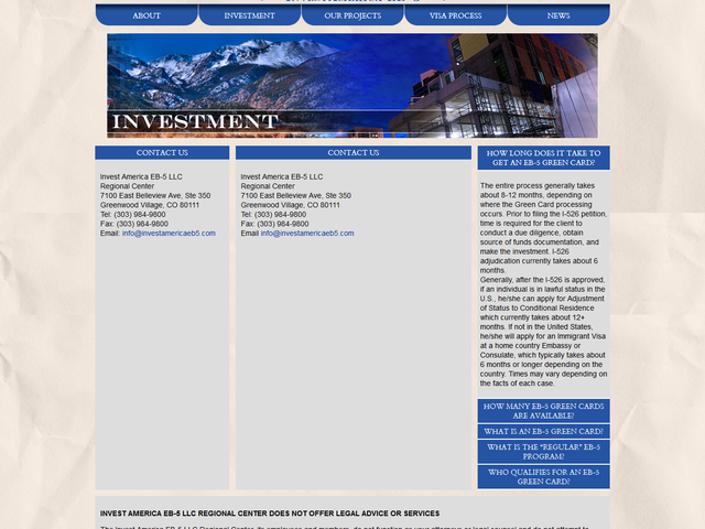 InvestAmerica EB-5 screenshot