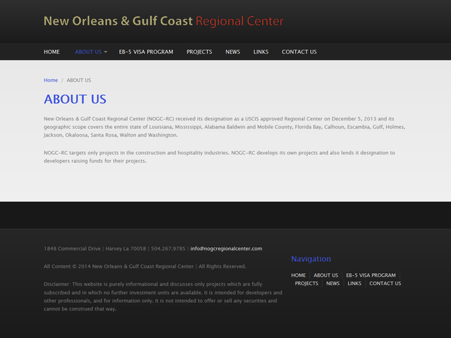 New Orleans & Gulf Coast Regional Center screenshot
