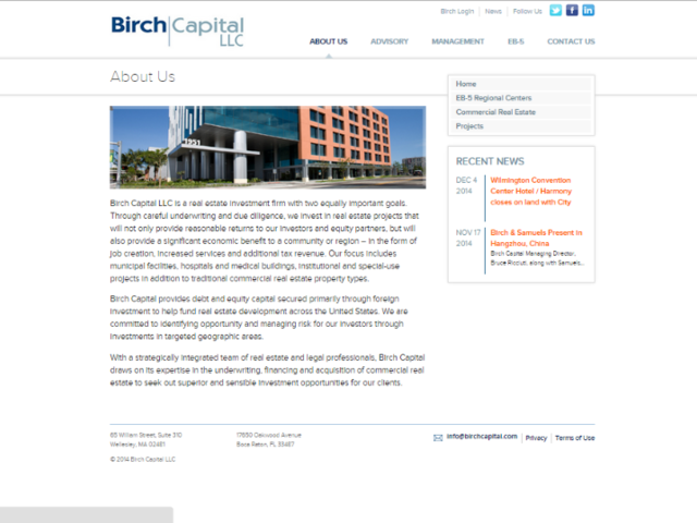 Birch Capital Richmond Virginia Regional Center screenshot