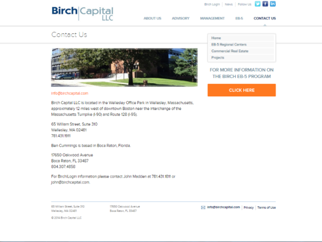 Birch Capital Richmond Virginia Regional Center screenshot