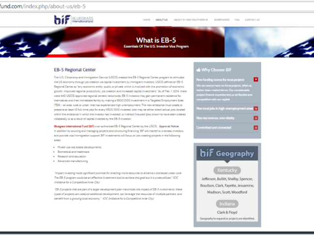 Bluegrass International Fund Regional Center screenshot