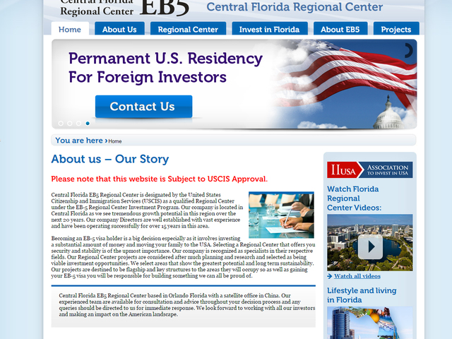 Central Florida EB5 Regional Center	 screenshot
