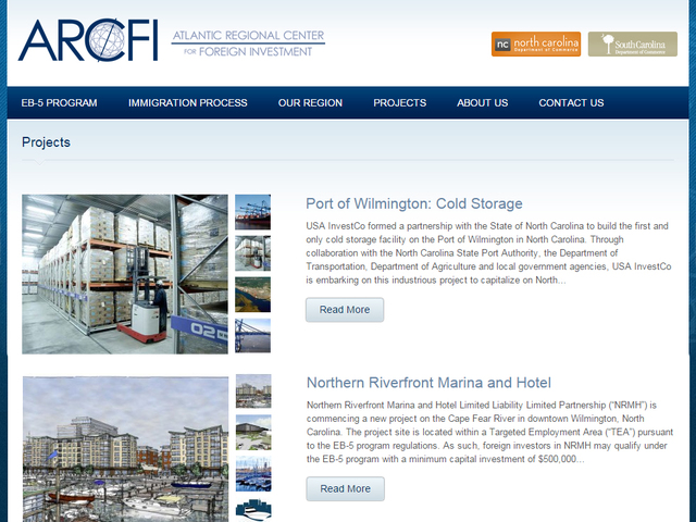 Atlantic Regional Center for Foreign Investment (ARCFI) screenshot