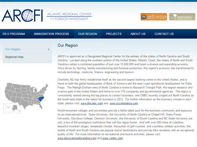 Atlantic Regional Center for Foreign Investment (ARCFI) screenshot