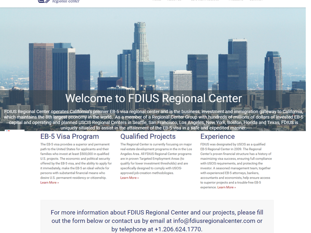 FDIUS Regional Center screenshot