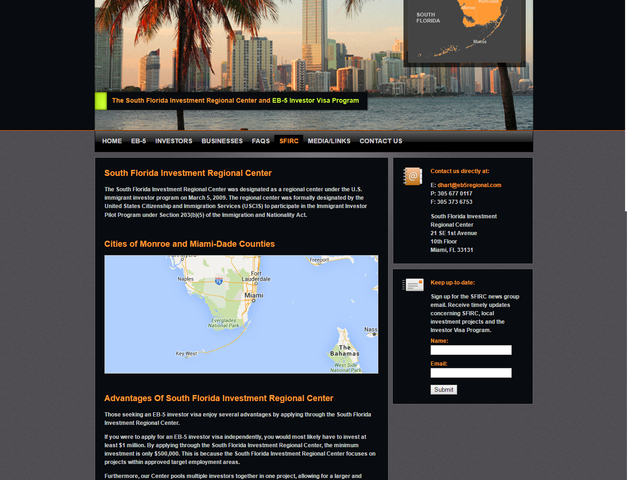 South Florida Investment Regional Center (SFIRC) screenshot