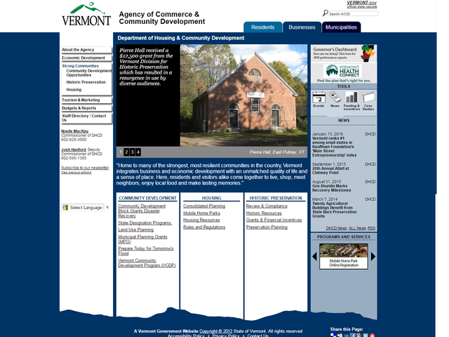 Vermont Agency of Commerce and Community Development RC screenshot