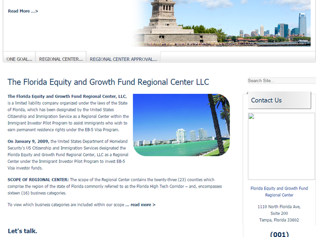 Florida Equity & Growth Fund Regional Center screenshot