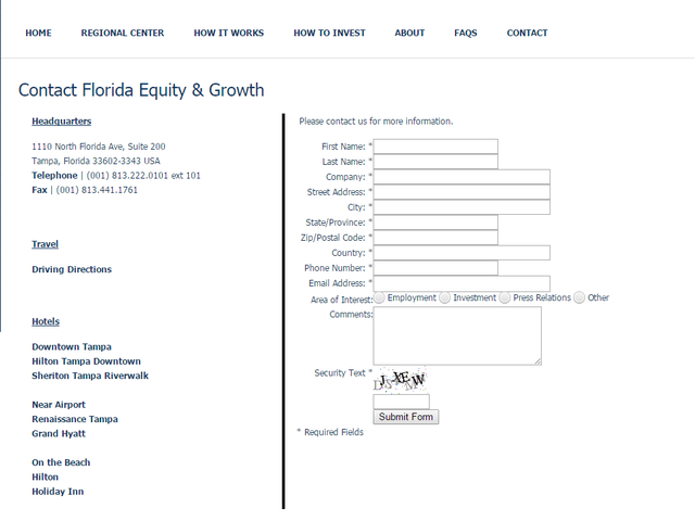 Florida Equity & Growth Fund Regional Center screenshot