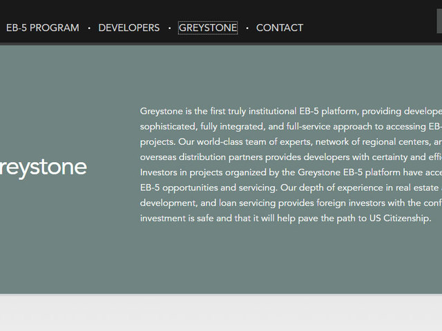Greystone Capital Investments Regional Center screenshot
