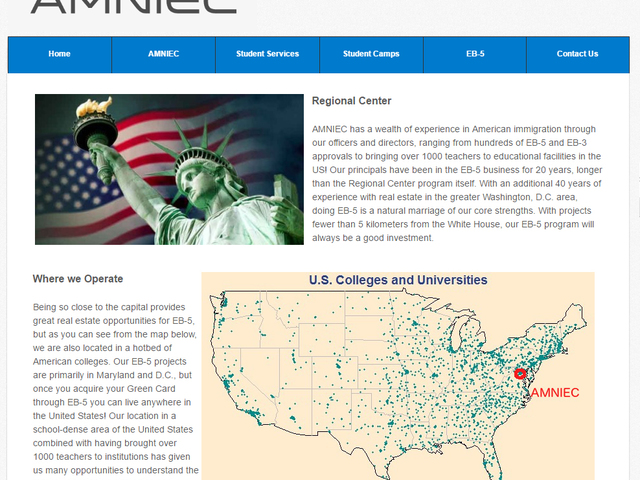 American National Immigration and Education Center screenshot