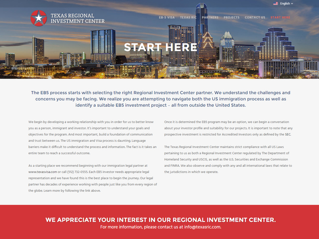 Texas Regional Investment Center screenshot