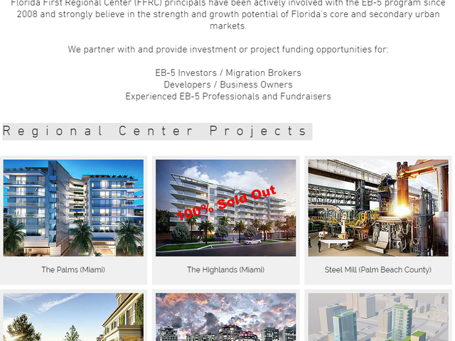 Florida First Regional Center (former name USEGF Florida Regional Center) screenshot