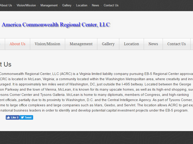 America Commonwealth Regional Center screenshot