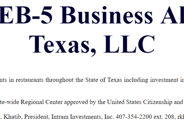 Vistar’s EB-5 Business Alliance of Texas screenshot