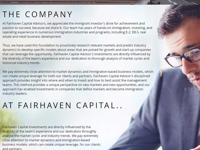 Fairhaven Capital Advisors Regional Center screenshot