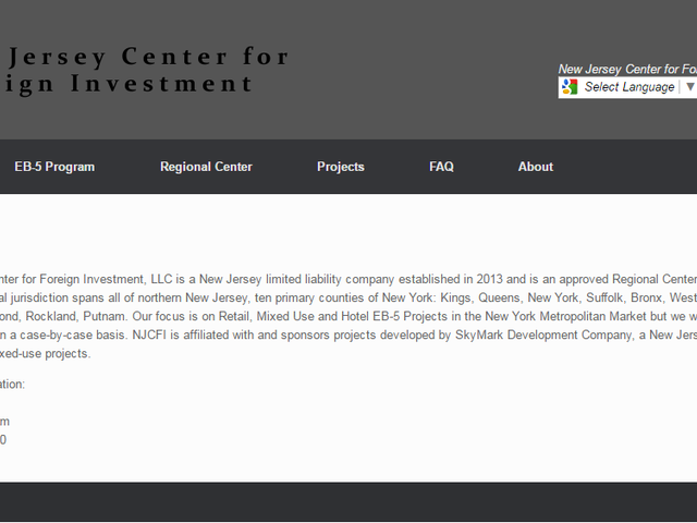 New Jersey Center for Foreign Investment screenshot