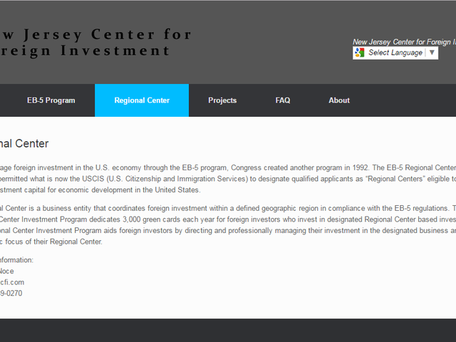 New Jersey Center for Foreign Investment screenshot