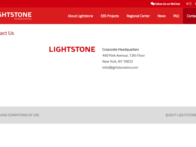 Lightstone New York Regional Center screenshot
