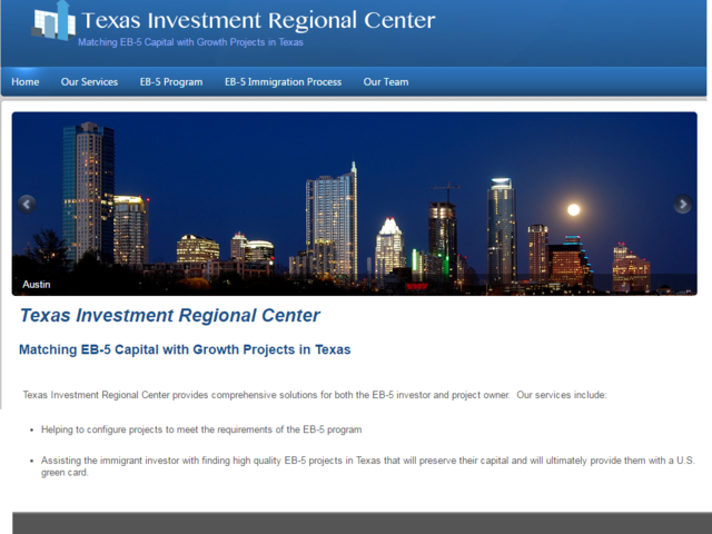 Texas Investment Regional Center screenshot
