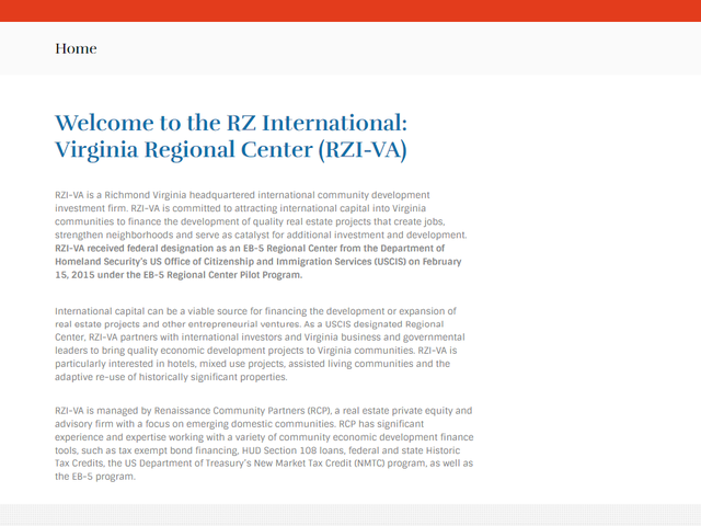 RZ International Virginia Regional Center screenshot