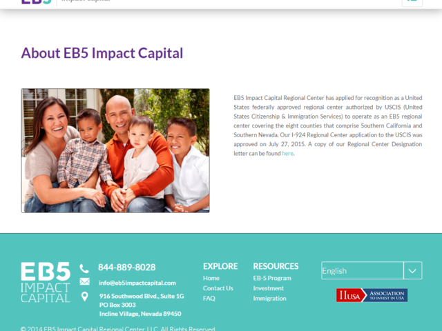 EB-5 Impact Capital Regional Center screenshot