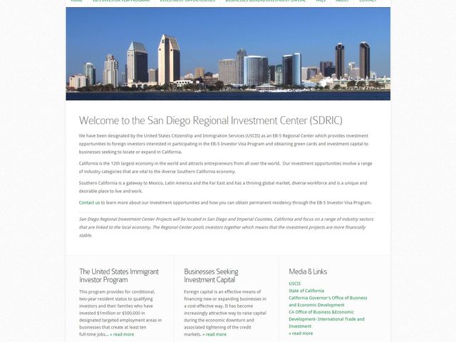 San Diego Regional Investment Center (SDRIC) screenshot