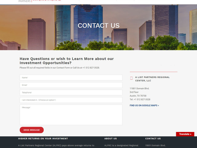 A List Partners Regional Center, LLC screenshot