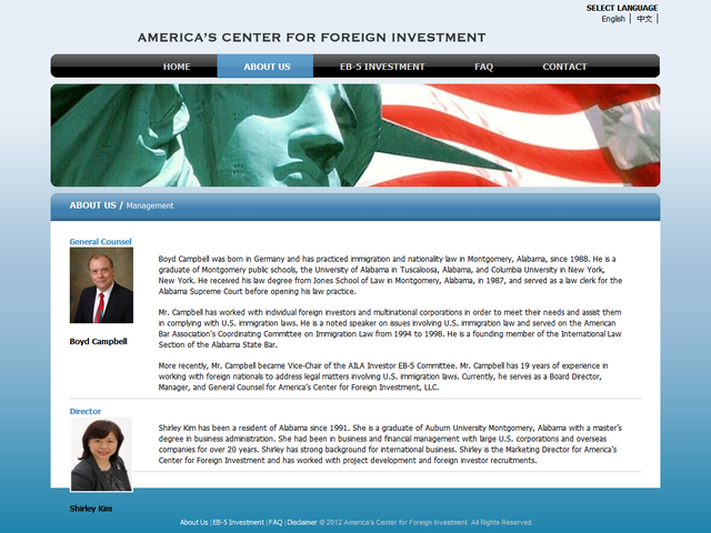 America's Center for Foreign Investment screenshot