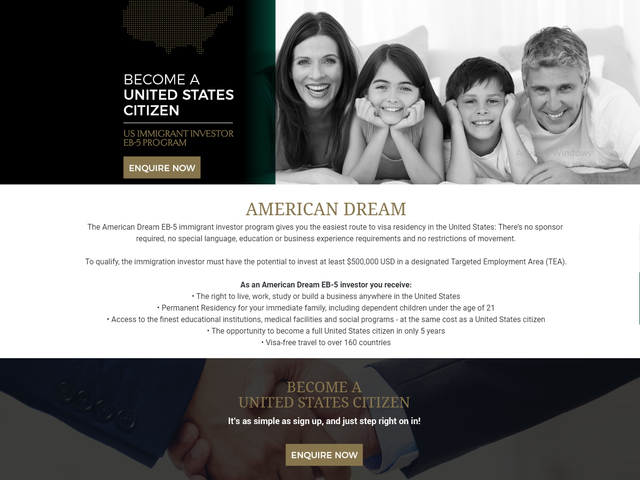 American Dream Group, LLC Regional Center screenshot