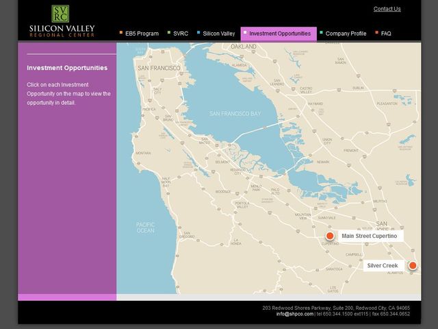 Silicon Valley California Regional Center screenshot