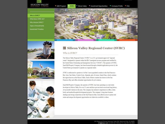 Silicon Valley California Regional Center screenshot
