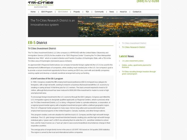 Tri-Cities Investment District (TCID) Regional Center screenshot