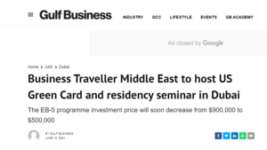 Business Traveller Middle East to host US Green Card and residency seminar in Dubai